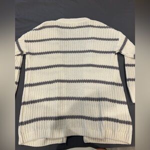 White and Grey Cardiagan, Pink Rose